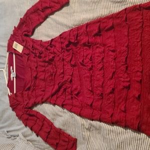 Max Studio Ruby Red Long Sleeve Dress S